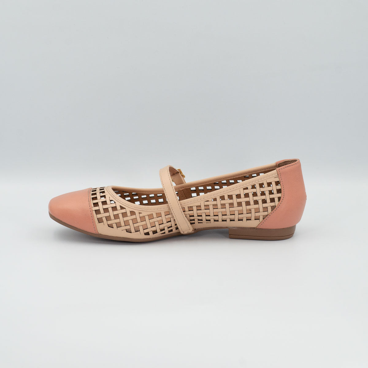 Açaí Mary Jane ballerina flat - left side profile view flat sole