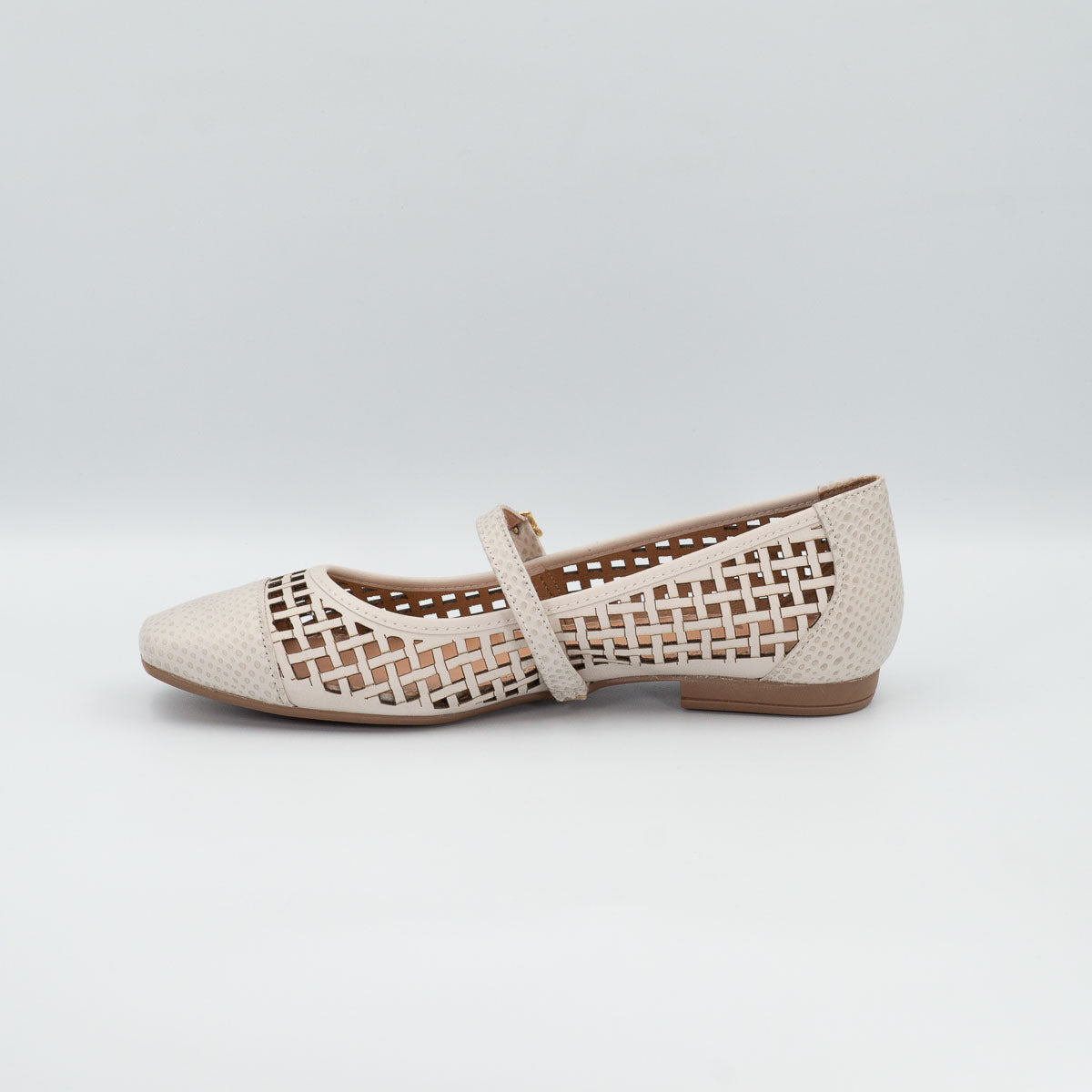Terraloom Açaí vegetal off-white flats - left side profile view