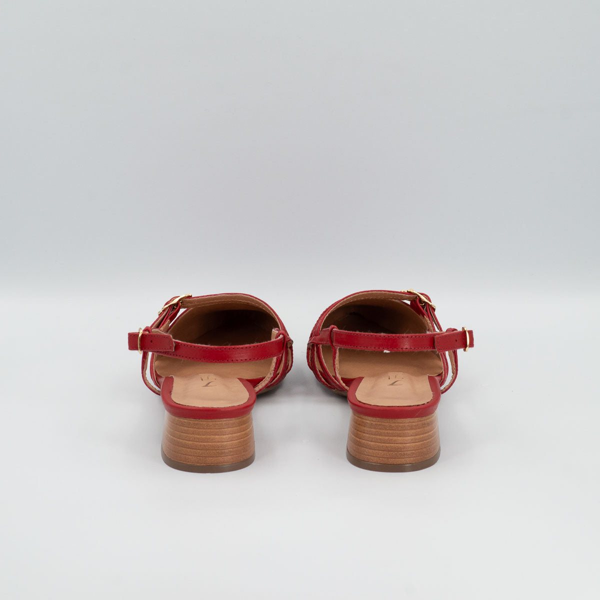 Terraloom Acerola pumps - back heel view stacked low block