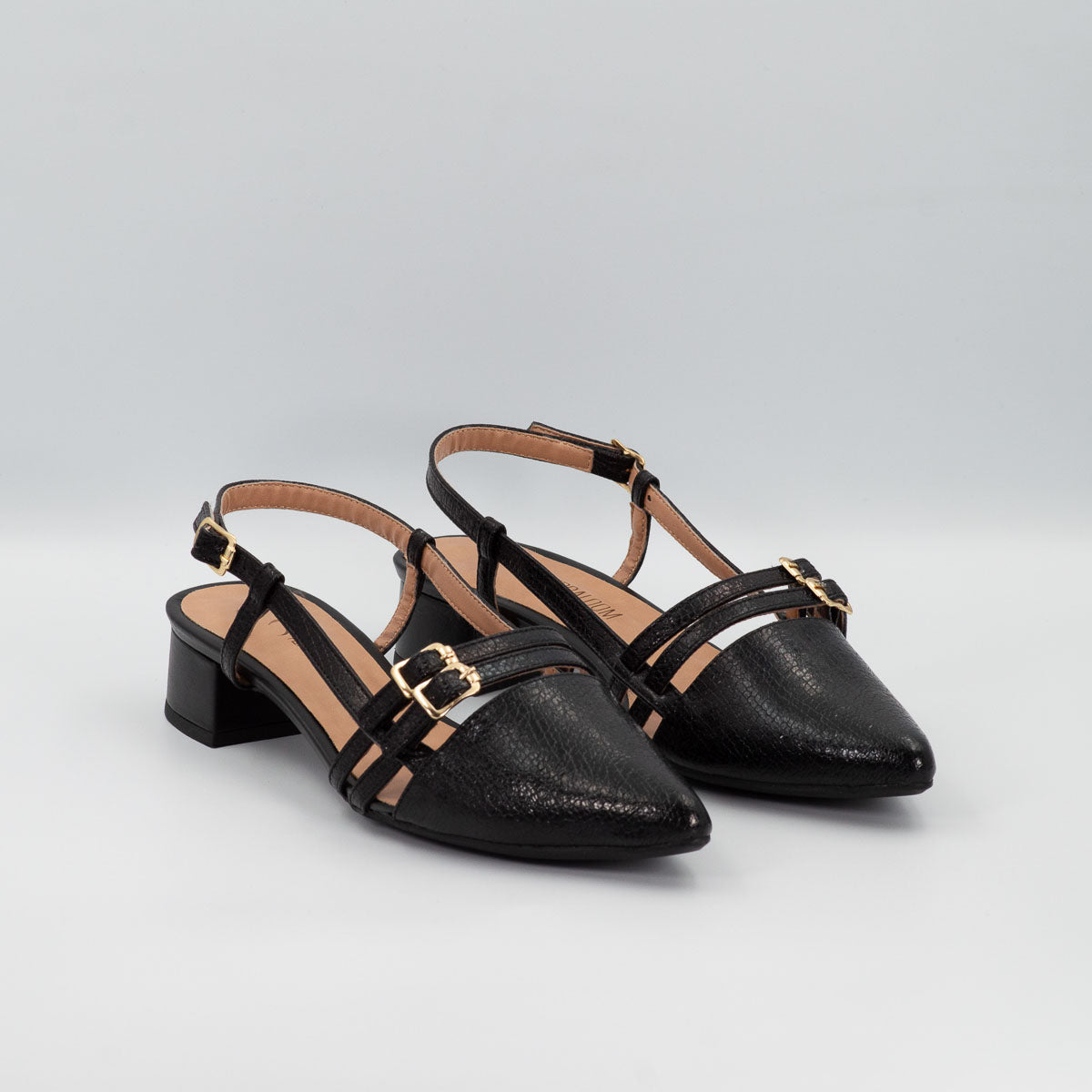 Terraloom Acerola pumps in crackle black - pair view alternative colour