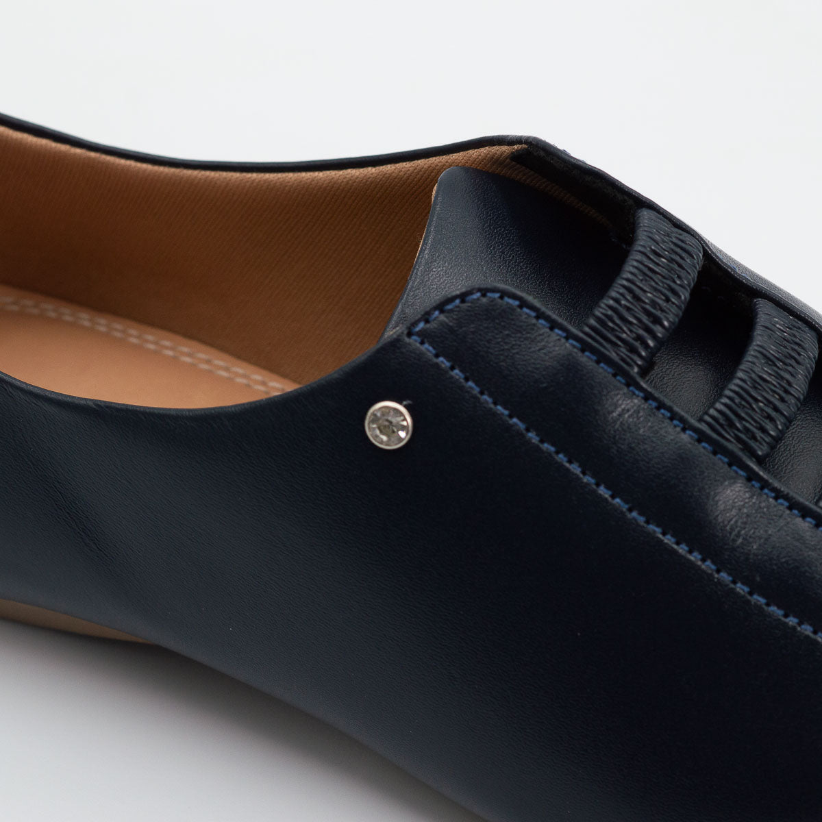 Terraloom Pau-Brasil shoe - close-up detail view vegetal deep sea blue leather