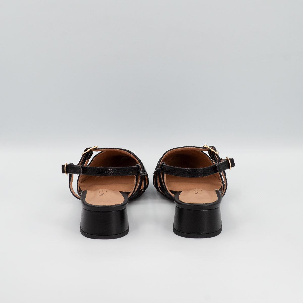 Terraloom Acerola pumps - back view crackle black comfortable