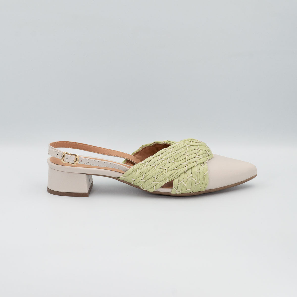 Terraloom Cajá pumps - right side profile view vegetal off-white