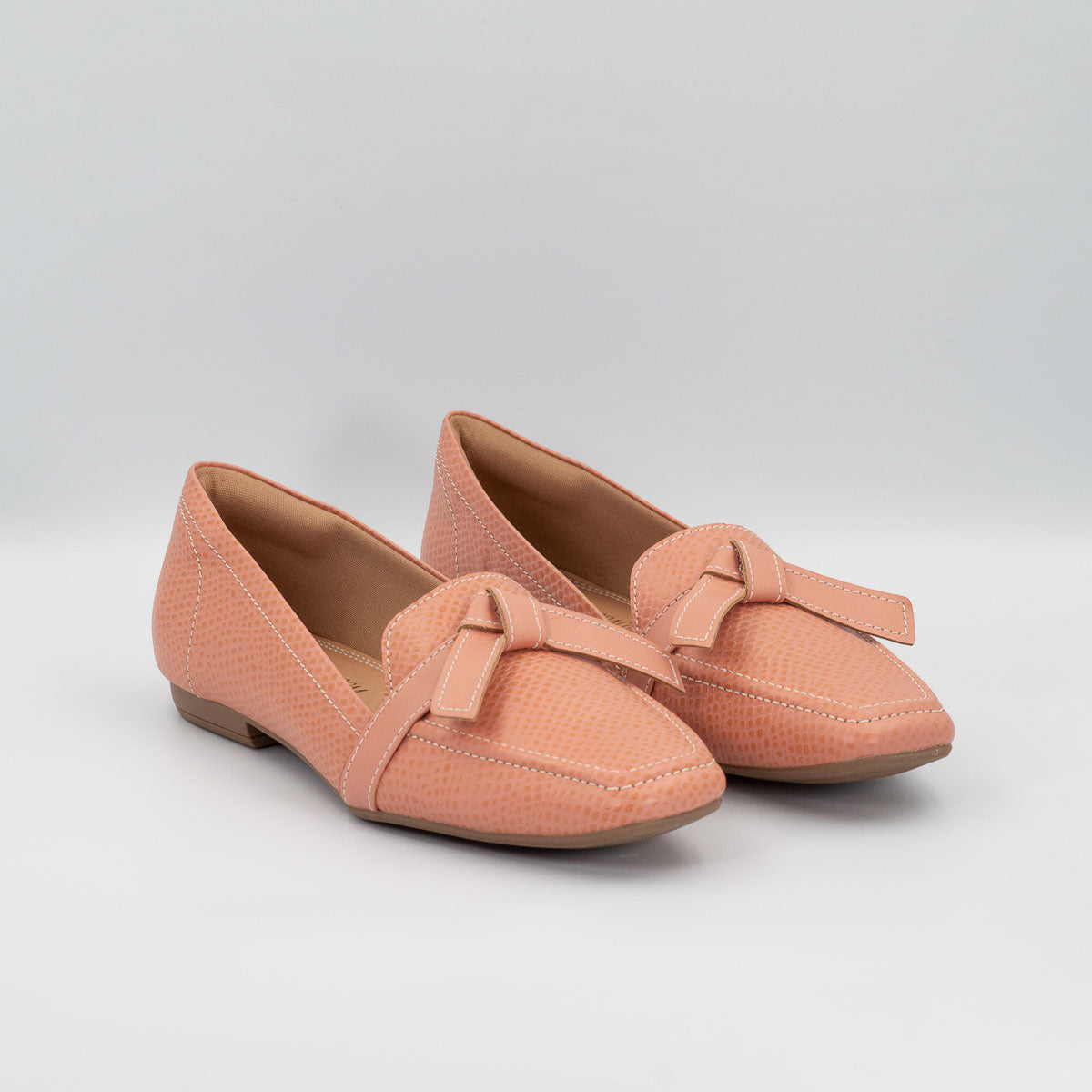 Comfortable Terraloom Caju scale peach bow fish scale flat loafers - pair view