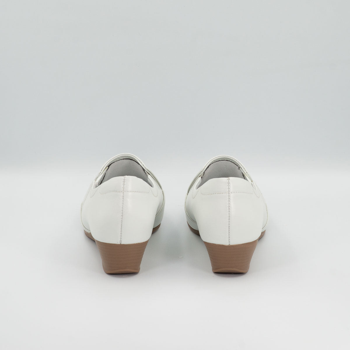 Terraloom Castanheira shoes - back heel view stacked low wedge