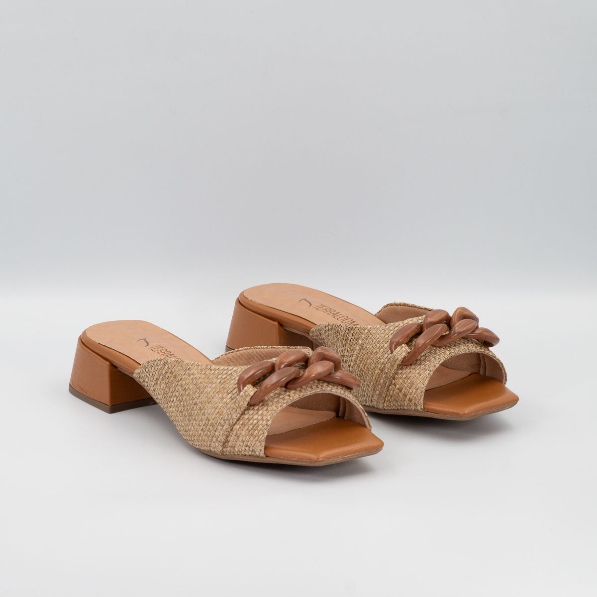 Comfortable Terraloom Cravo warm straw three rings mule sandals - pair view