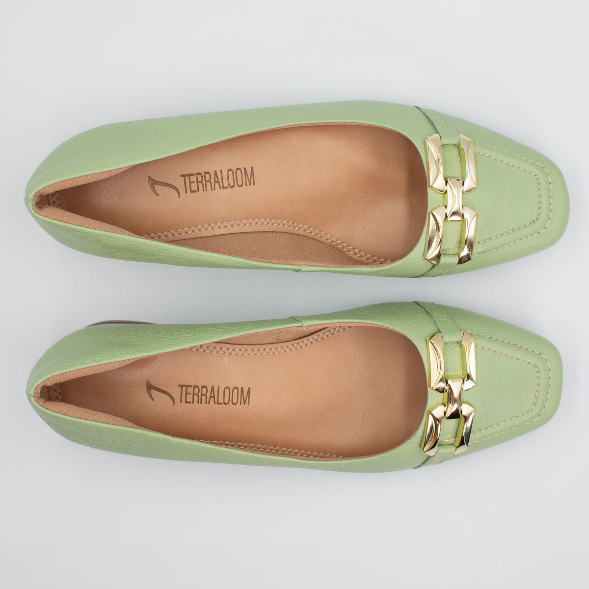 Manjericão pumps - top view floater pistachio Terraloom