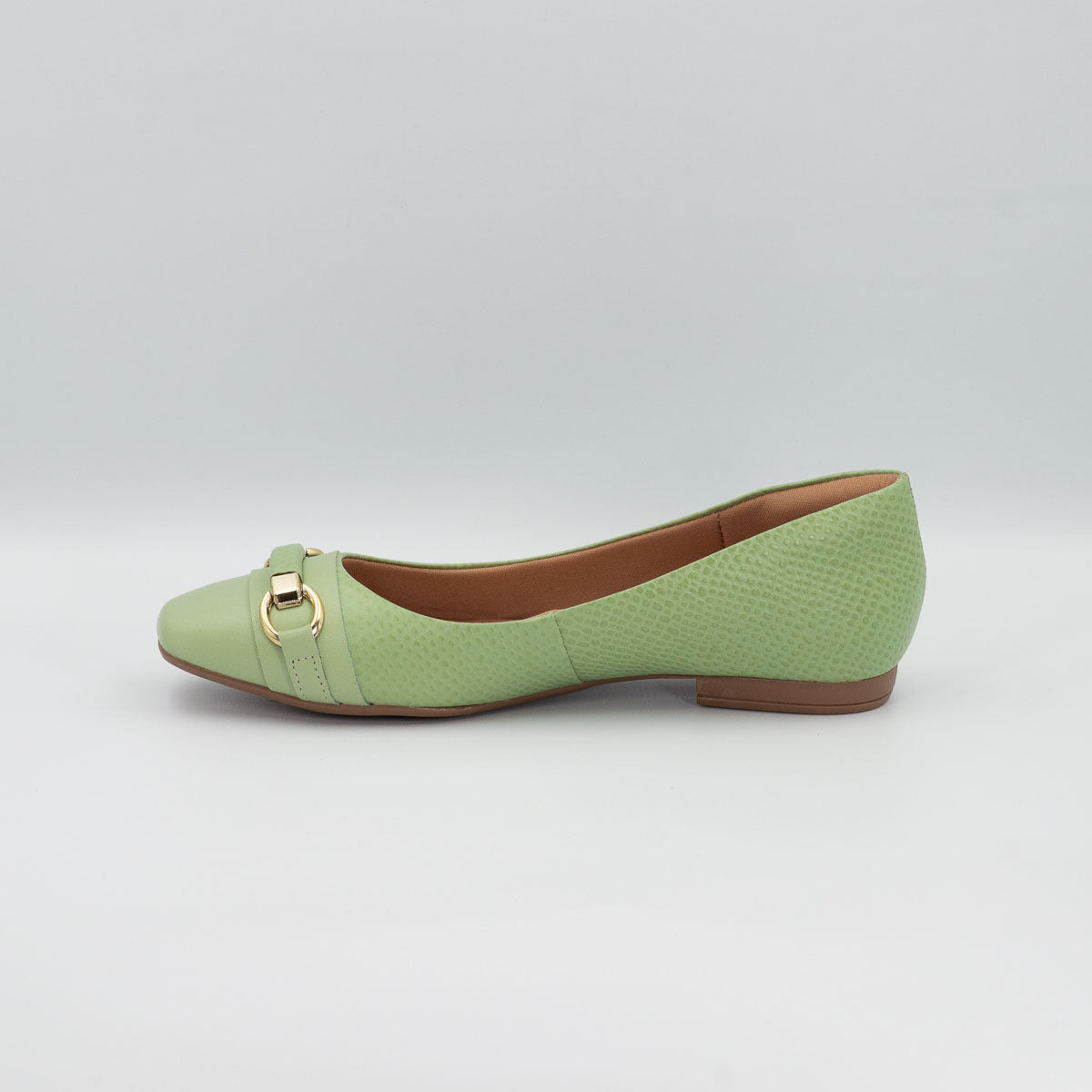 Terraloom Cupuaçu scale pistachio flats - left side profile view