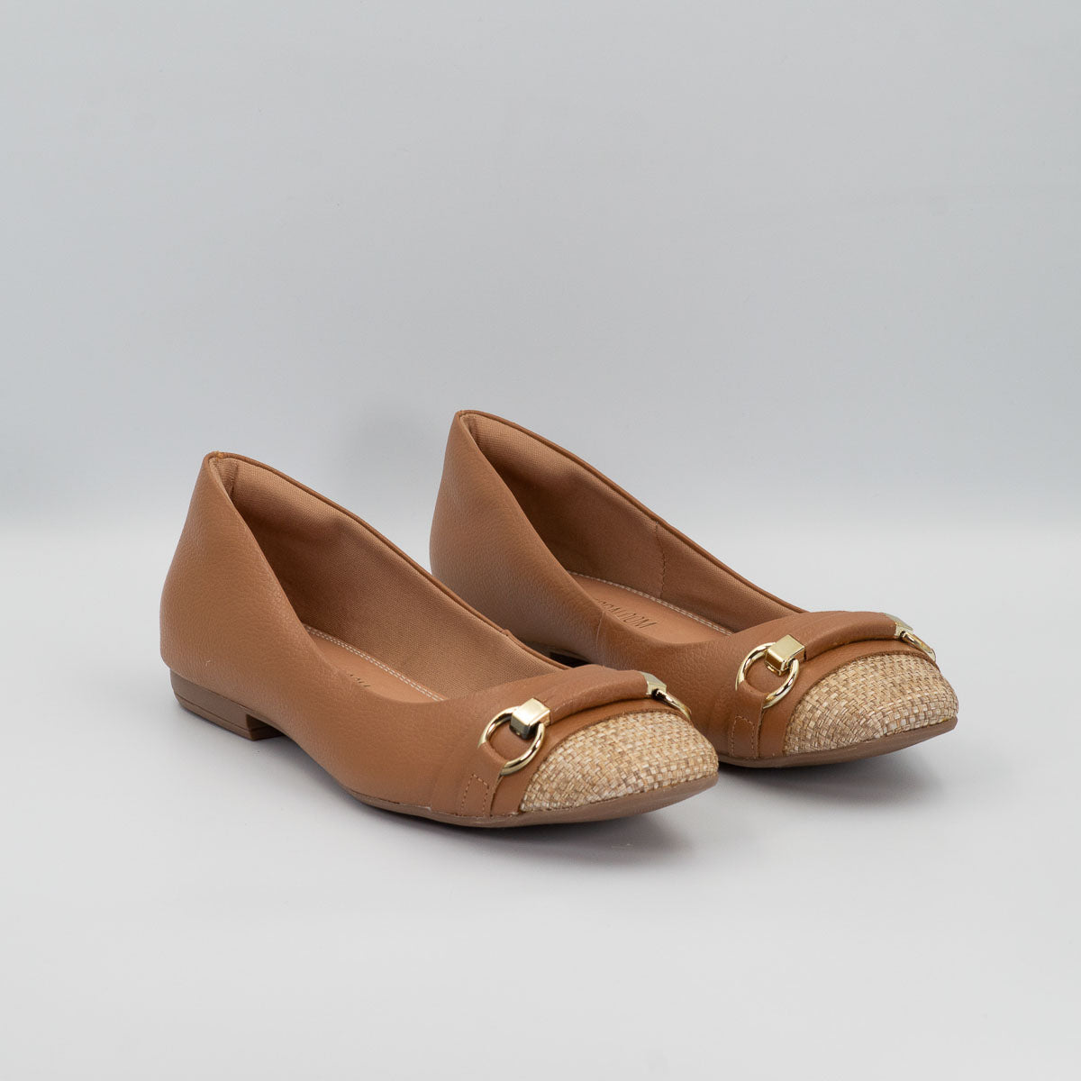 Comfortable Terraloom Cupuaçu floater caramel buckle ballet flats - pair view