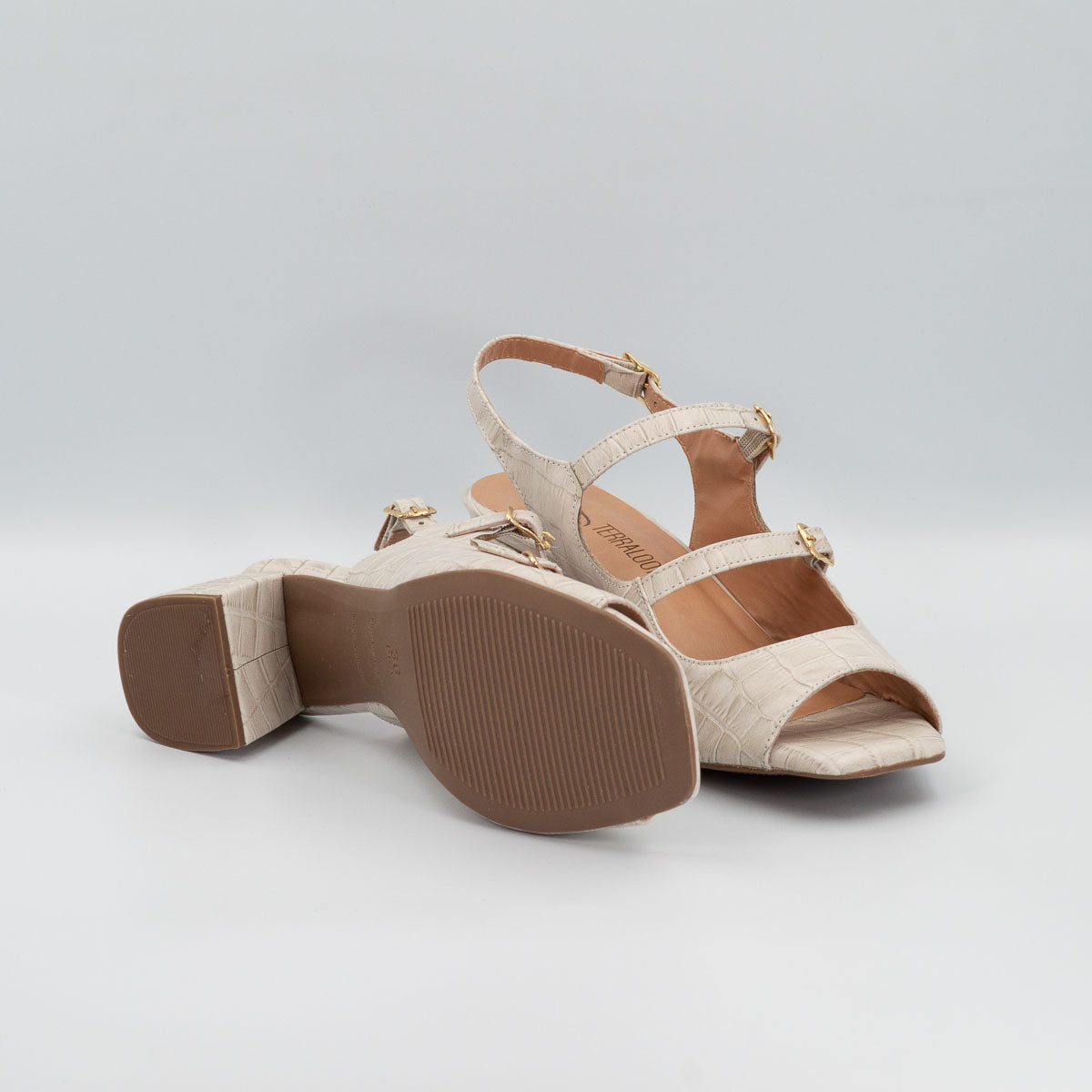 Dália sandals - bottom sole view croc off-white Terraloom