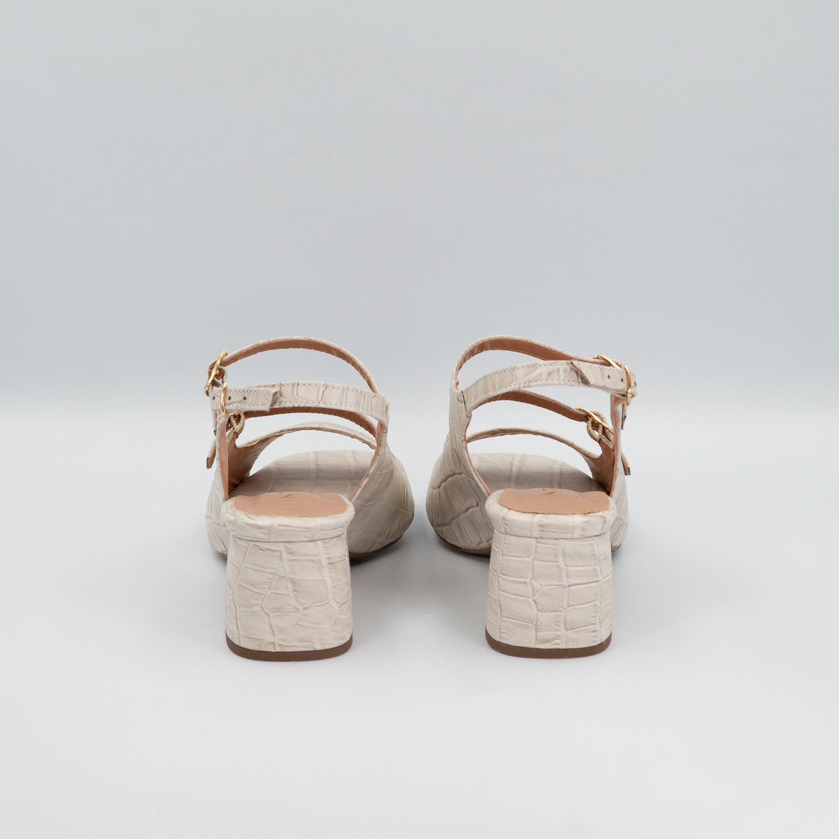 Terraloom Dália sandals white - back heel view mid block comfortable