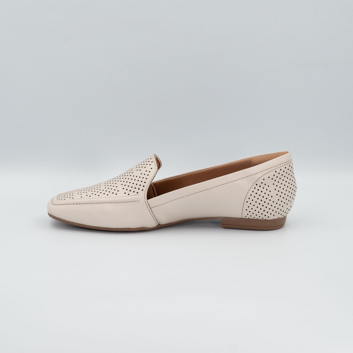 Terraloom Goiaba floater off-white loafers - left side profile view