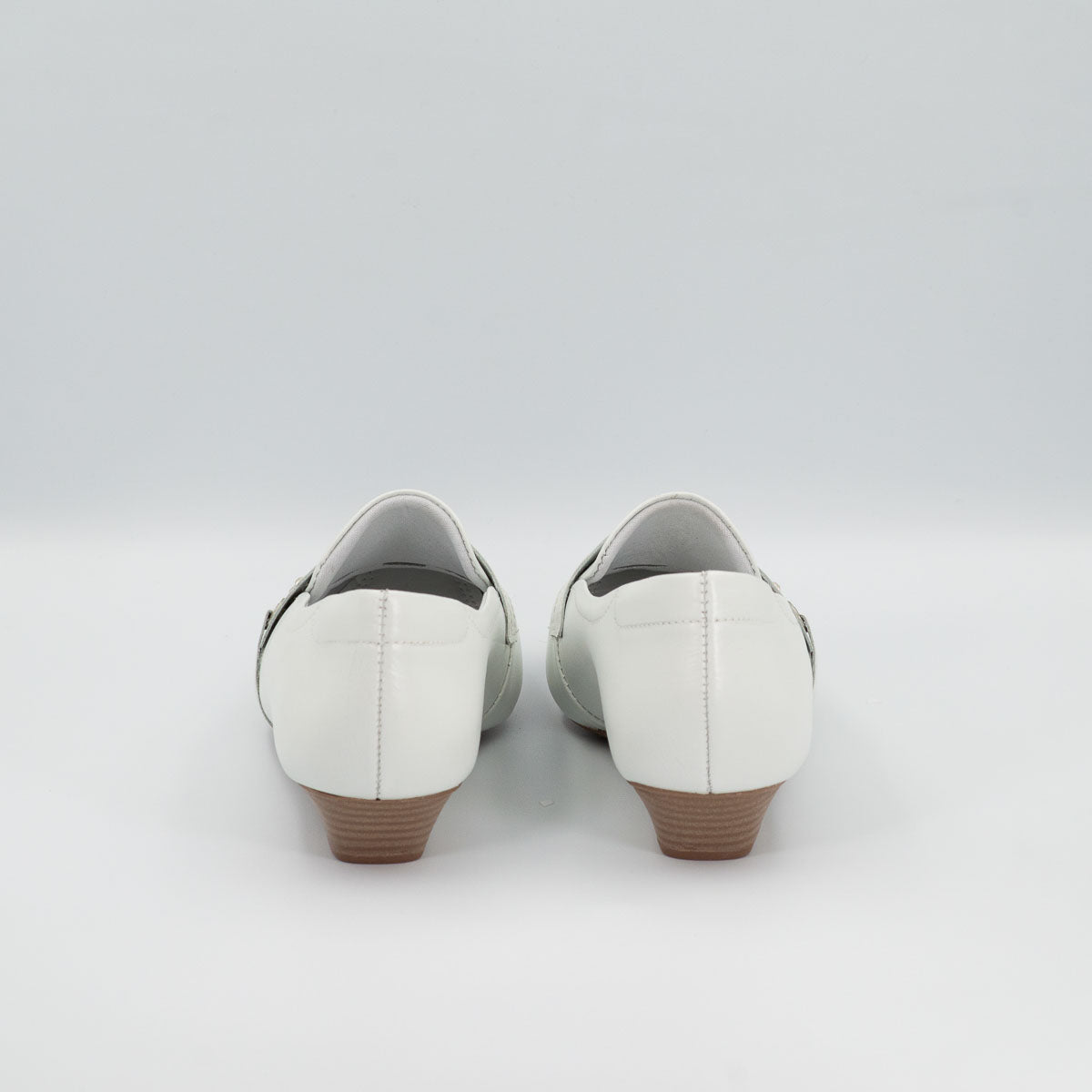 Terraloom Imbuia shoes - back heel view stacked super low block