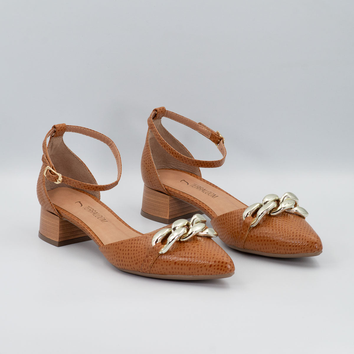 Comfortable Terraloom Jambo scale whiskey three rings ankle strap pointed pumps - pair view