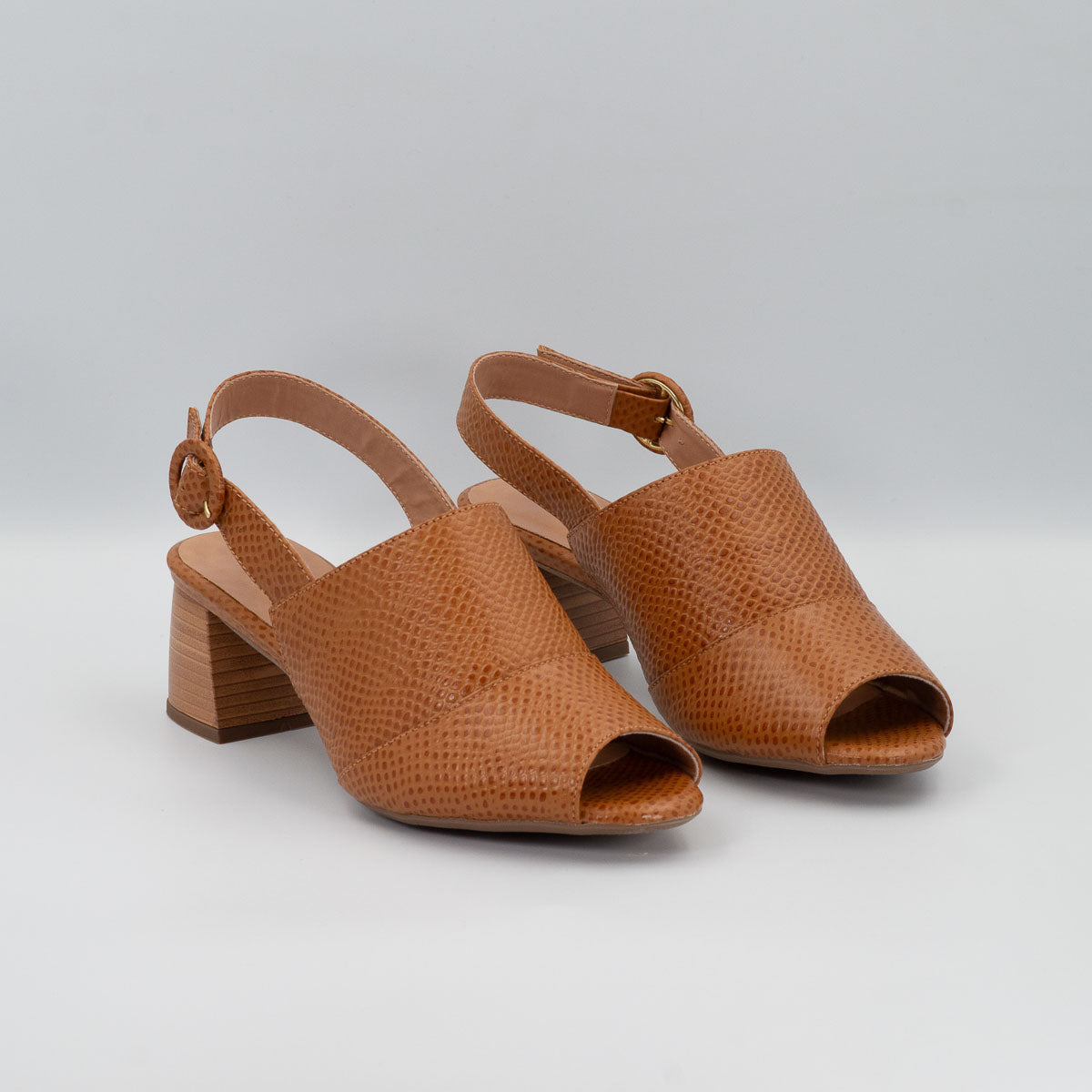 Comfortable Terraloom Jasmim scale whiskey peep toe slingback sandals - pair view