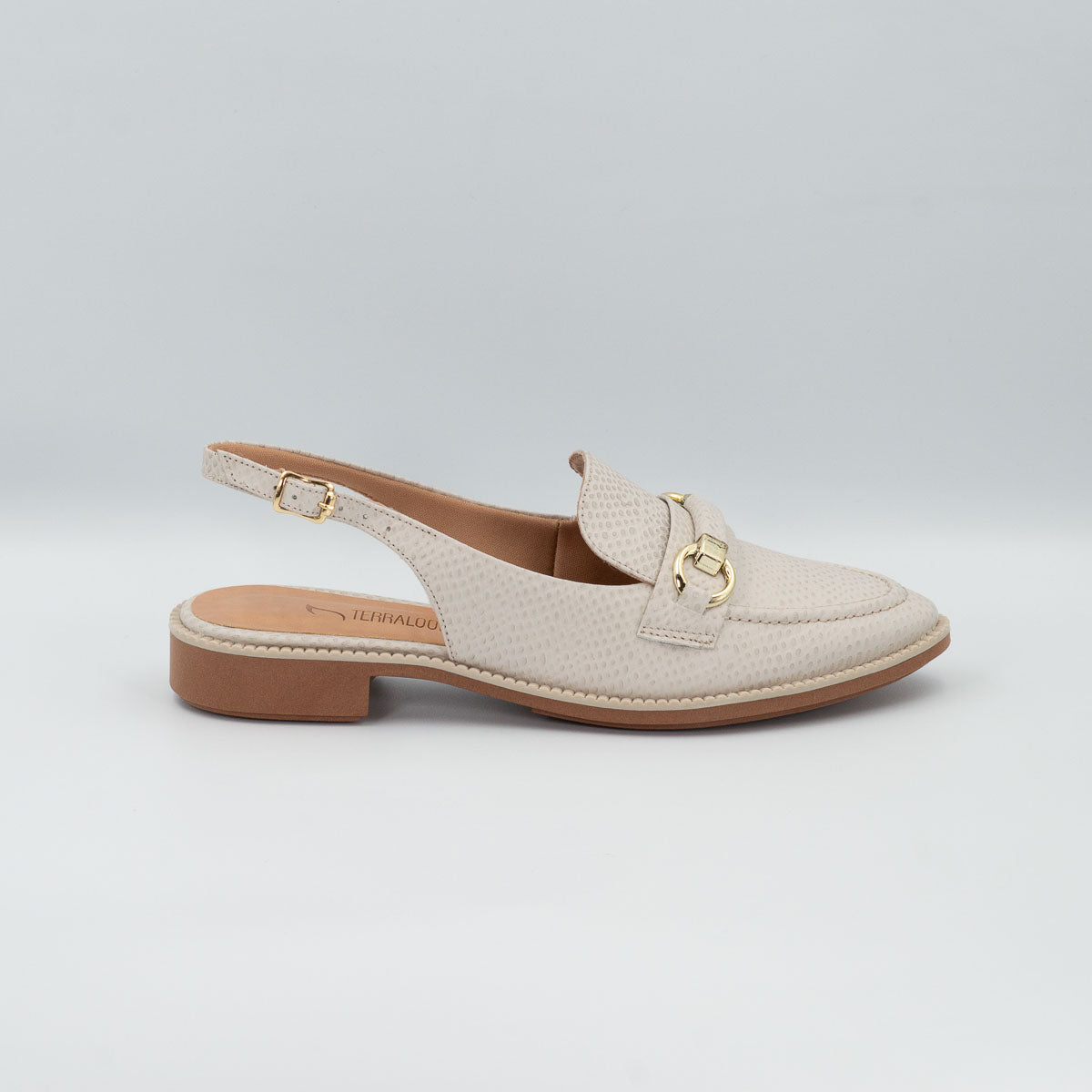 Terraloom Maracujá loafers - right side profile view scale off-white