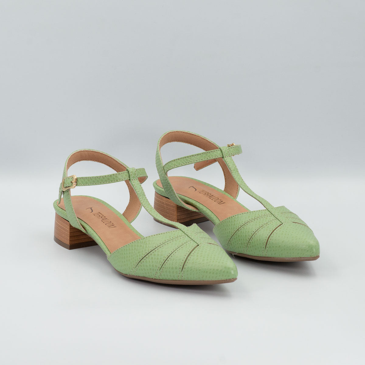 Terraloom Margarida pumps in scale pistachio - pair view alternative colour