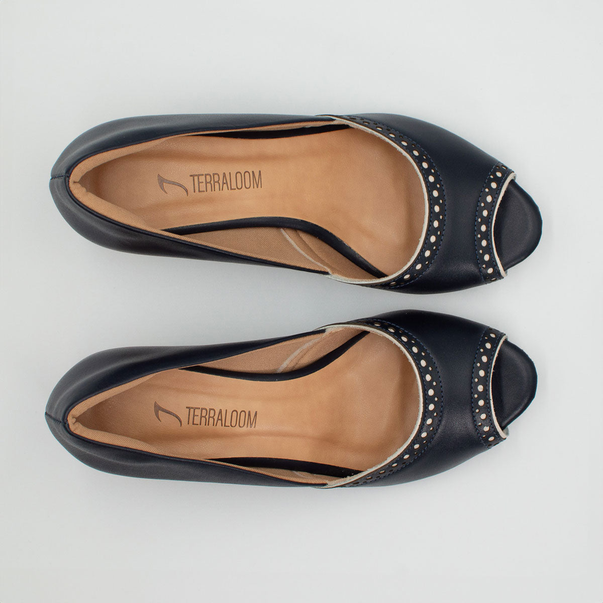 Urucum pumps - top view vegetal deep sea blue Terraloom