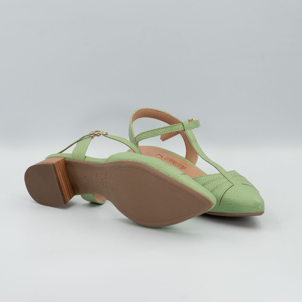 Margarida pumps - bottom sole view scale pistachio Terraloom