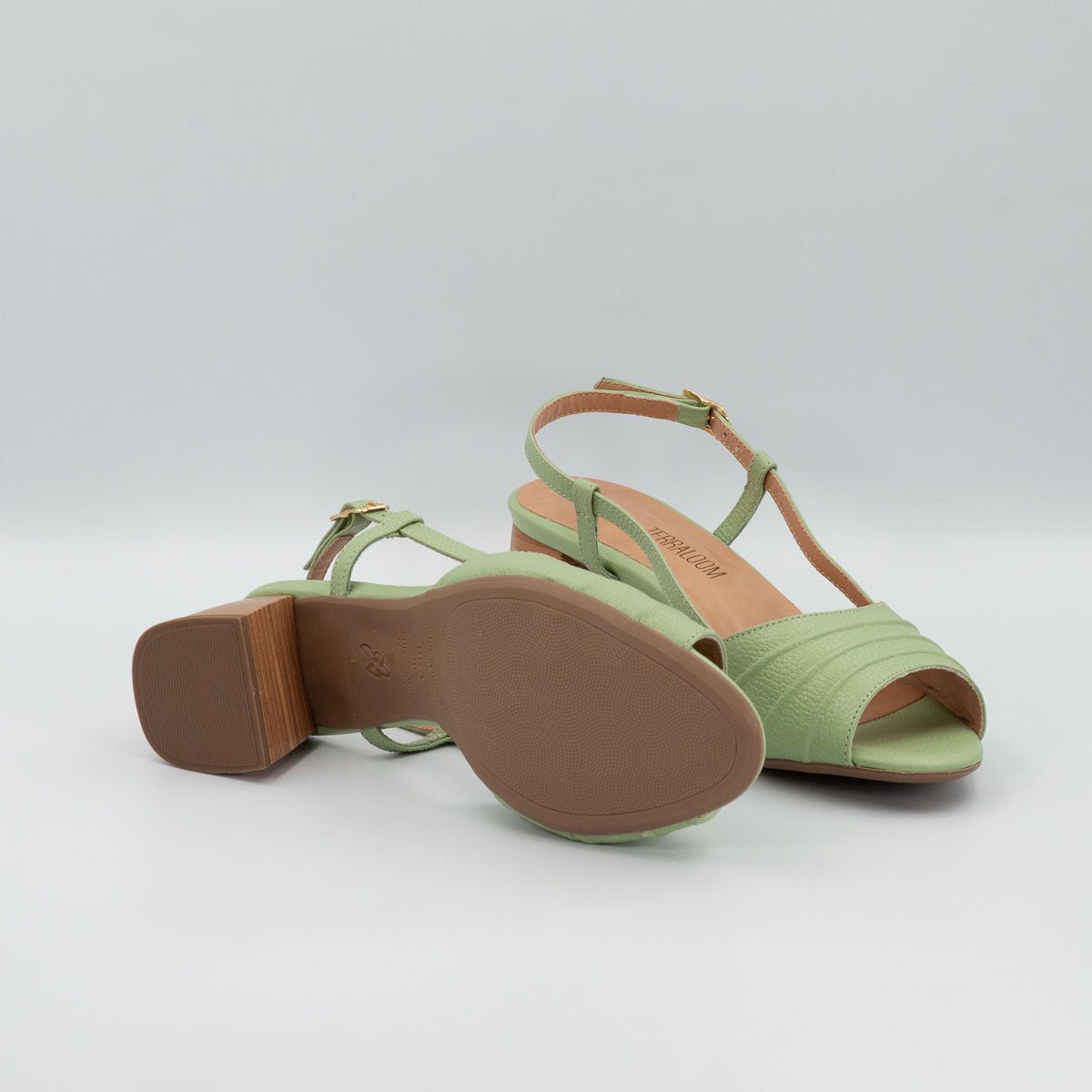 Orquídea sandals - bottom sole view floater pistachio Terraloom