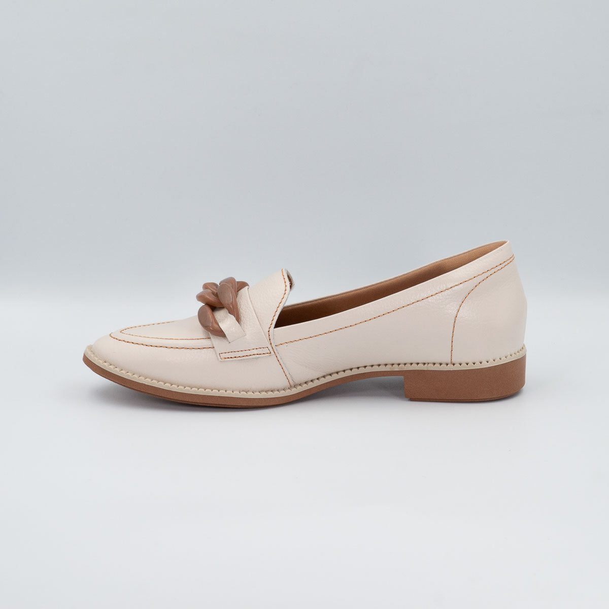 Pitanga three ring flat loafer - left side profile view flat sole