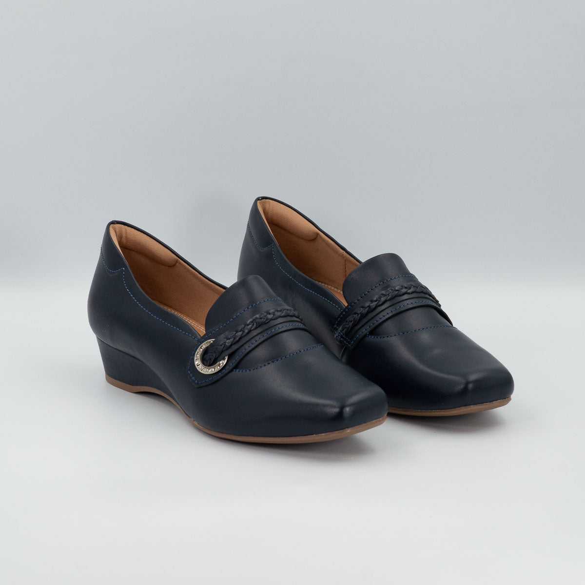 Comfortable Terraloom Sapucaia deep sea blue clinical comfort low wedge shoes - pair view