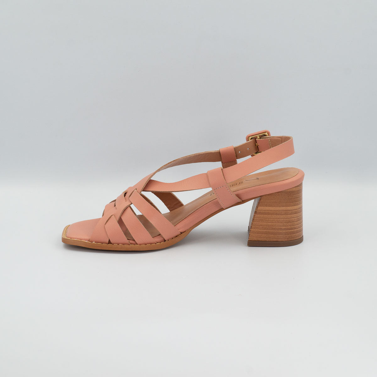 Tulipa sandal - side profile view showing stacked heel
