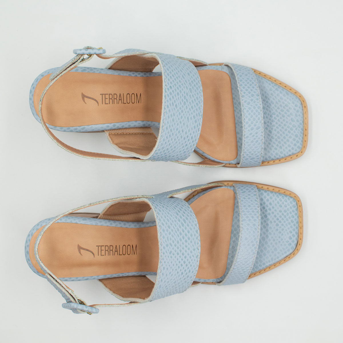 Begônia sandals blue - top view showing strappy design