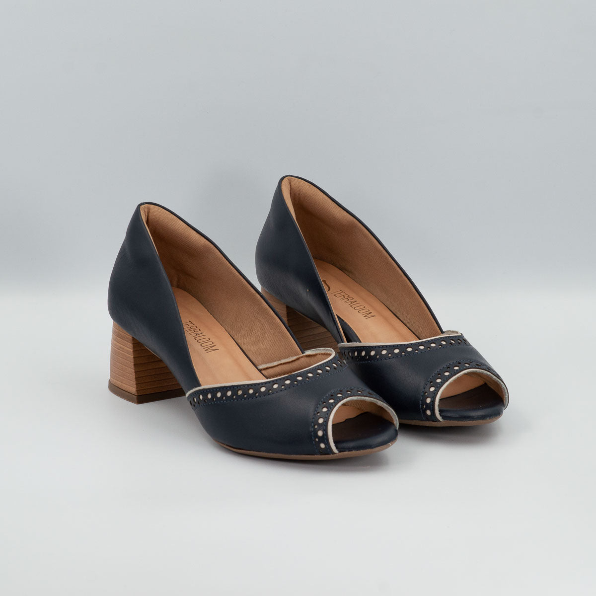 Terraloom Urucum pumps in vegetal deep sea blue - pair view alternative colour