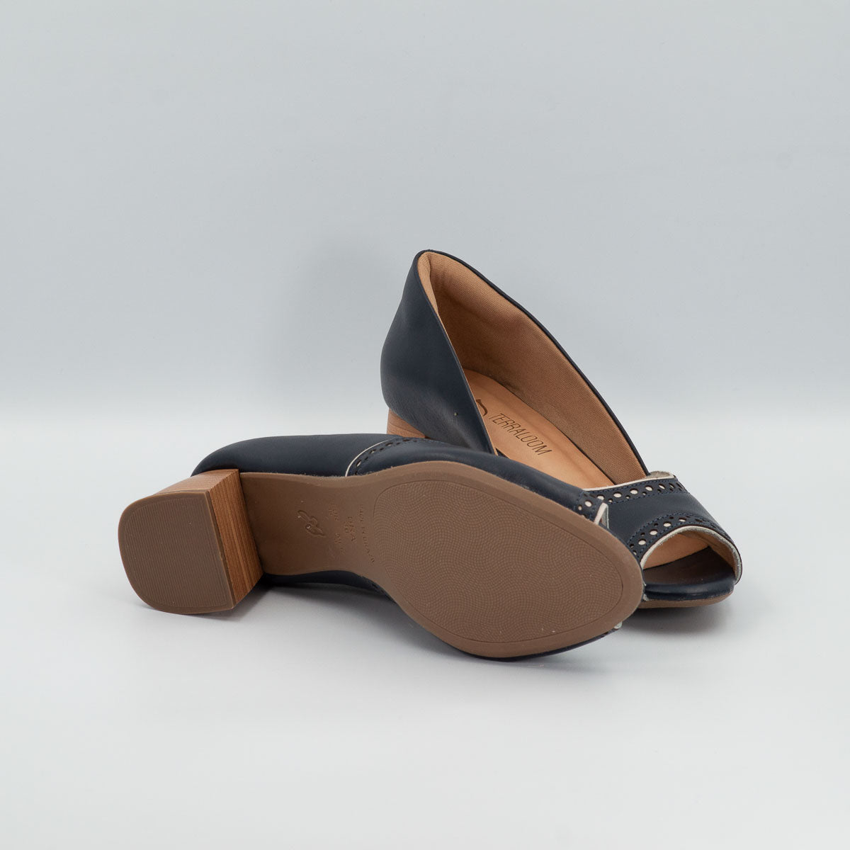 Urucum pumps - bottom sole view vegetal deep sea blue Terraloom