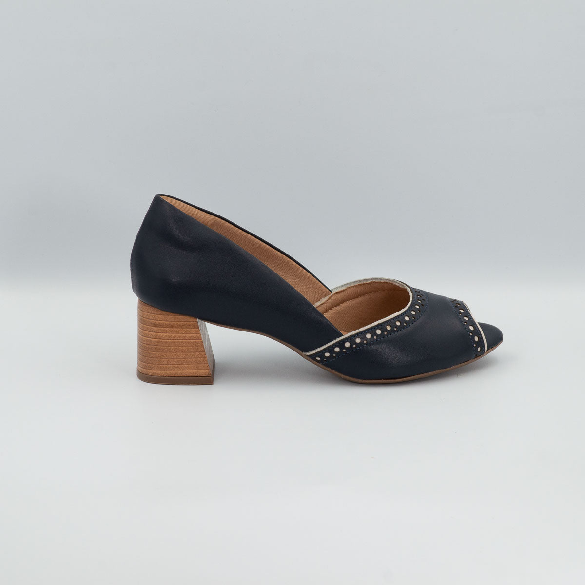 Urucum comfortable pumps - right side profile view vegetal deep sea blue