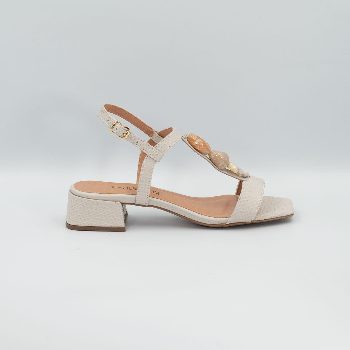 Terraloom Violeta sandals - right side profile view scale off-white