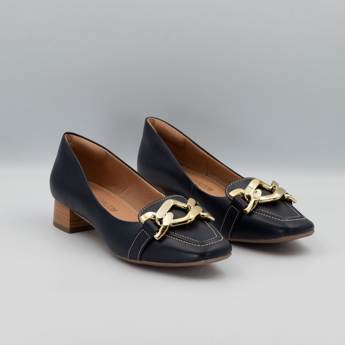 Comfortable Terraloom Coentro vegetal deep sea blue buckle pumps - pair view